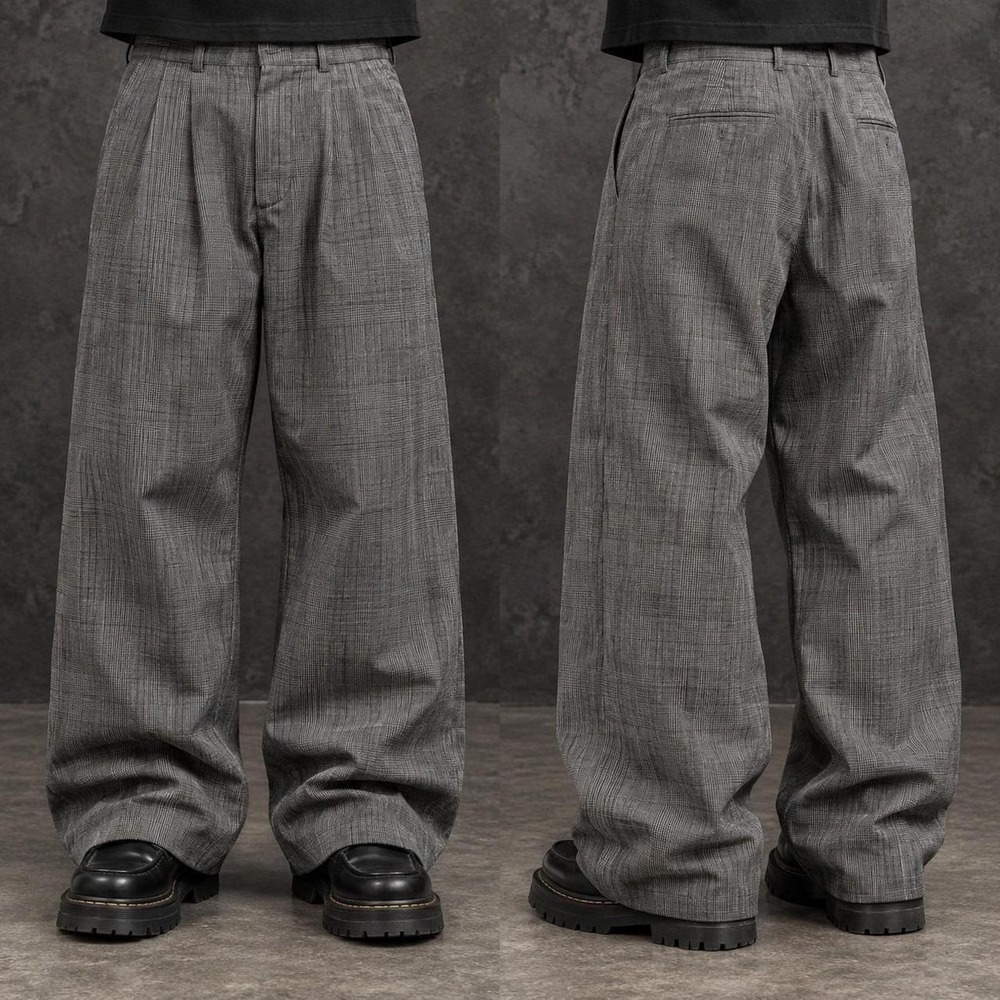 30x30 Gray Plaid Baggy Wide Leg Dress Pants Grunge Y2K